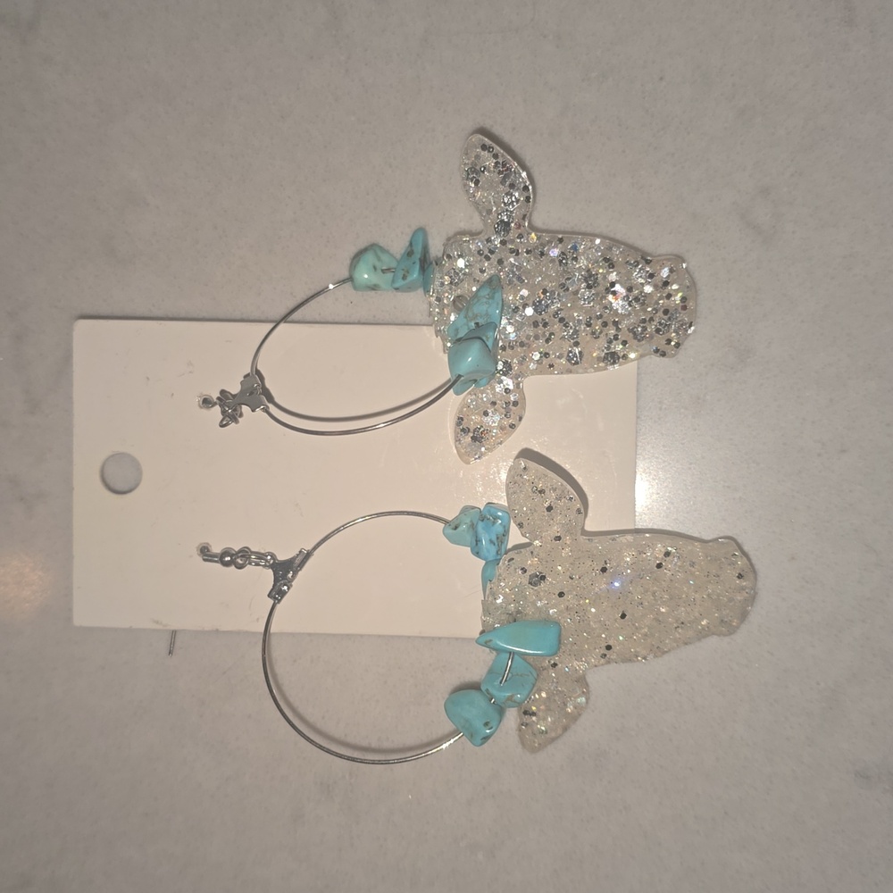 Cow dangle turquoise earrings